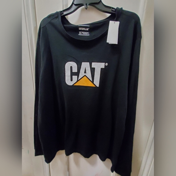 CAT Mens Crew Neck Long Sleeve T-Shirt, Large, Black - Picture 2 of 3